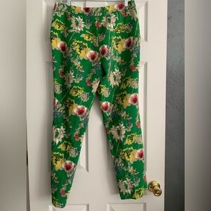 Gibson Latimer Women’s Floral Pants Green Apple Pockets Size 10 NWT
